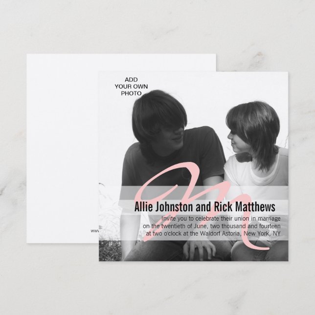 Silver de Convite de Casamento de Fotos Iniciais S (Frente/Verso)