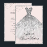 Silver Dress Sparkle 16º Doce 16 Convite<br><div class="desc">Mais bonito Vestido Quinceanera,  na Loja Bayleigh!</div>