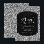 Silver e Glitter Preto 16 Convites Doce<br><div class="desc">Silver e Glitter Preto 16 Convites Doce. Esses convites são projetados com brilho de prata e um fundo acentuado de ouro clássico. Feita para ser especial para adolescentes, este doce brilhante apetite de 16 anos será uma fantástica introdução ao seu dia especial. Há ainda material adicional de coordenação de 16...</div>