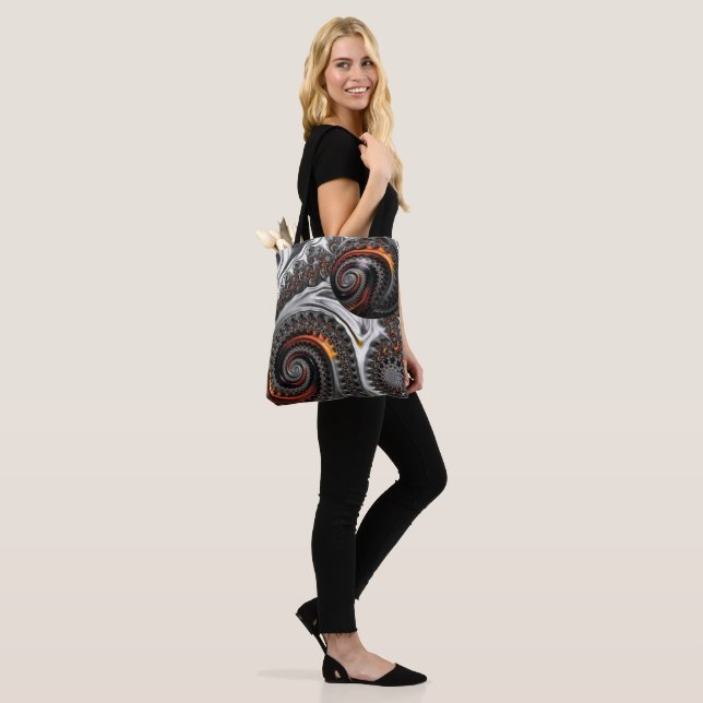 Silver e Orange Mandelbrot com Sphere Tote Bag (No(a) Modelo)