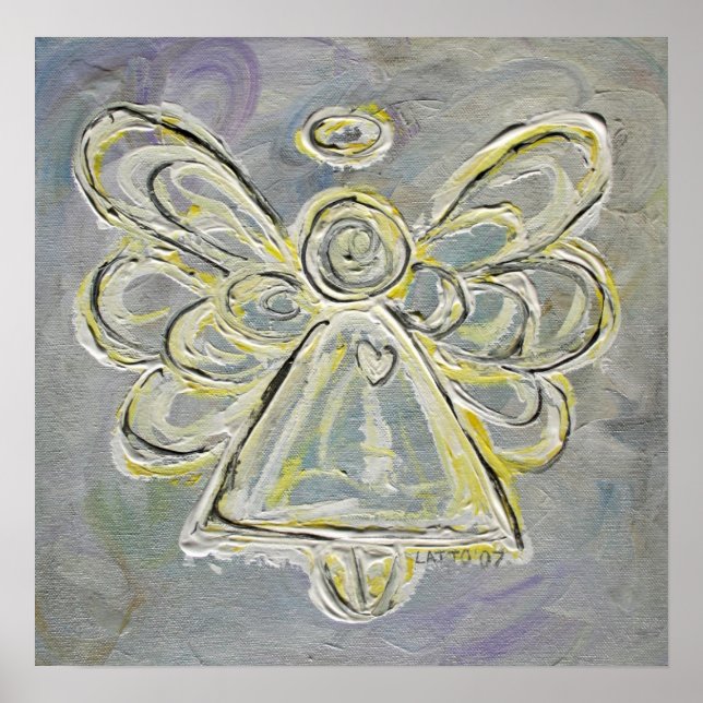 Silver e White Guardian Light Angel Impressão Post (Frente)
