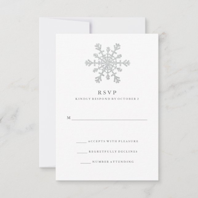 Silver Faux Glitter Snowflake - RSVP (Frente)