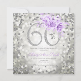 Silver Floral 60º Aniversário Glam Luzes Roxas