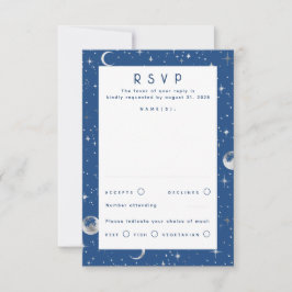 Silver Foil Stars Celestial Weding RSVP