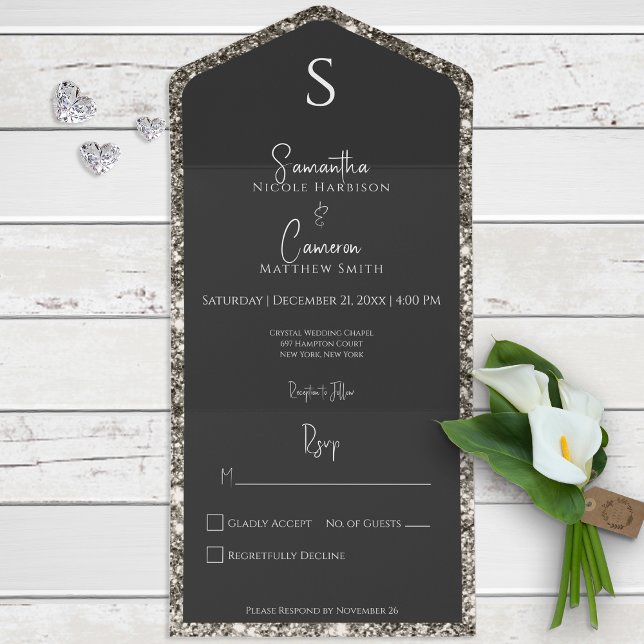 Silver Glitter e Black Glam Modern Sem Janto (Criador carregado)