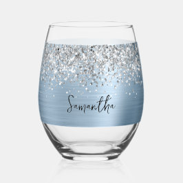 Silver Glitter Light Blue Glam