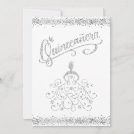 Silver Glitter Quinceañera 15 Convite Coroa
