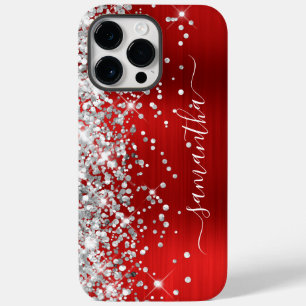 Silver Glitter Red Foil Modern Signature