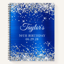 Silver Glitter Royal Blue Foil 50º Aniversário con
