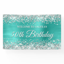 Silver Glitter Turquoise Foil 50º Aniversário