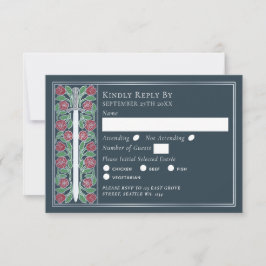 Silver Gray Medieval Floral Sword Wedding RSVP