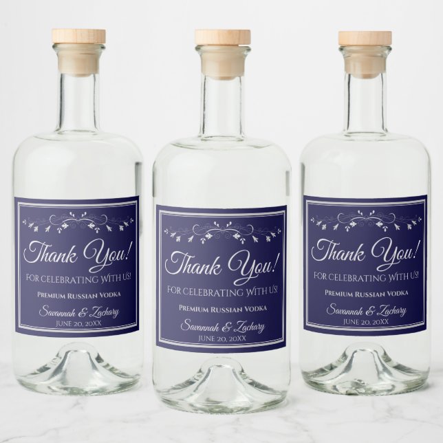 Silver no Marinho Blue Weding Obrigado (Garrafas)