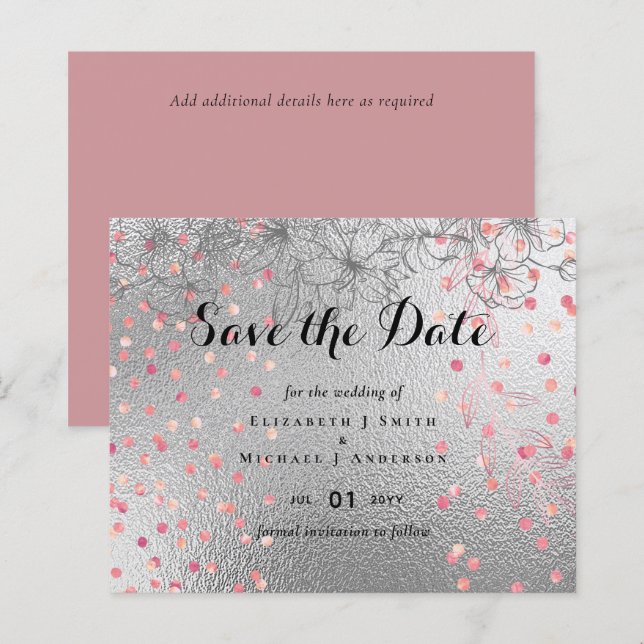Silver Rosegold WEDDING Glitter Metálico (Frente/Verso)