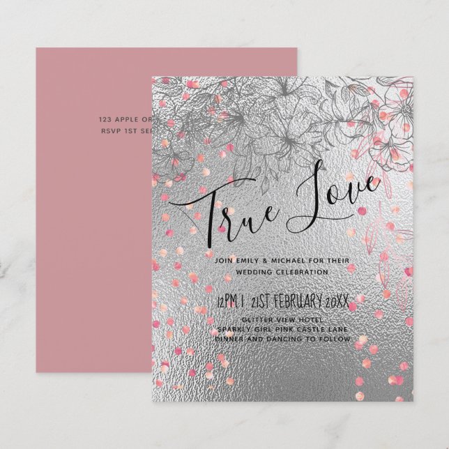 Silver Rosegold WEDDING Glitter Metálico (Frente/Verso)