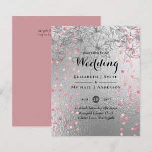Silver Rosegold WEDDING Glitter Metálico