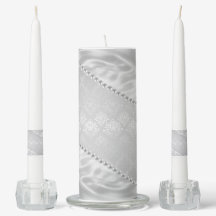 Silver Satin Damask White Pearls Plush Casamento