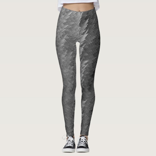Silver Shimmer Feather Tartan Leggings (Frente)