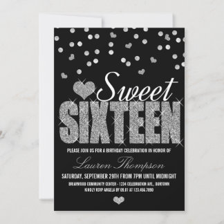 Silver Sparkle Doce 16 Convites de festas