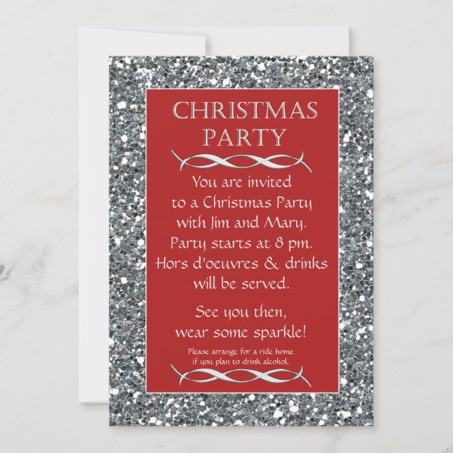 Silver Sparkle parece Convite de festas de Natal V (Frente)