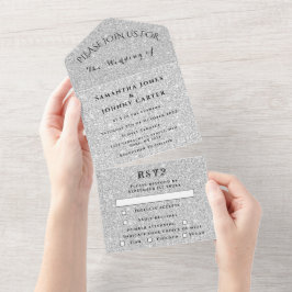 Silver Sparkle RSVP Elegante Modern Casamento Todo