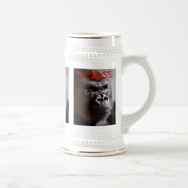 Silverback do gorila a caneca de cerveja enorme do (Direita)