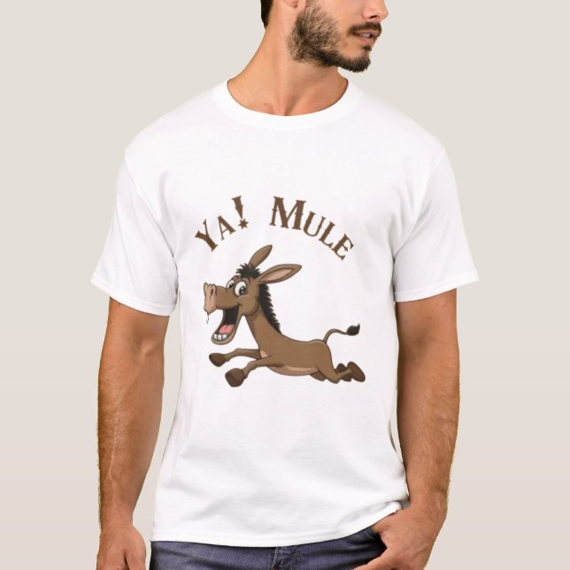Sim! Camiseta de desenho animado de mula correndo  (Frente)
