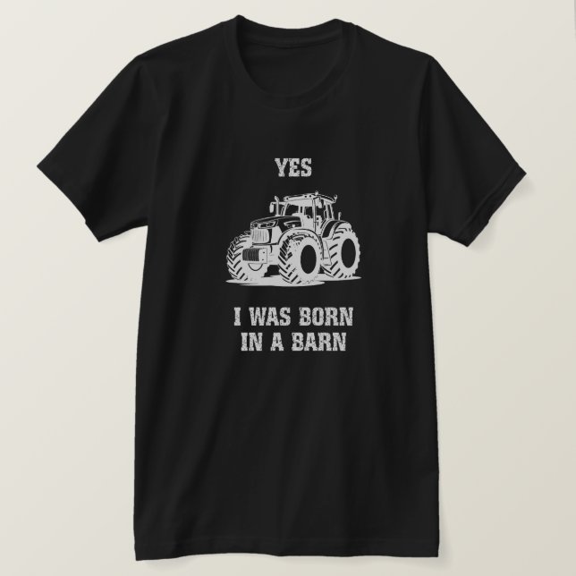 Sim, Eu Nasci num Celeiro Camisa Preta Divertida d (Frente do Design)