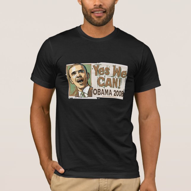 Sim nós podemos! Camisa da obscuridade de Obama (Frente)