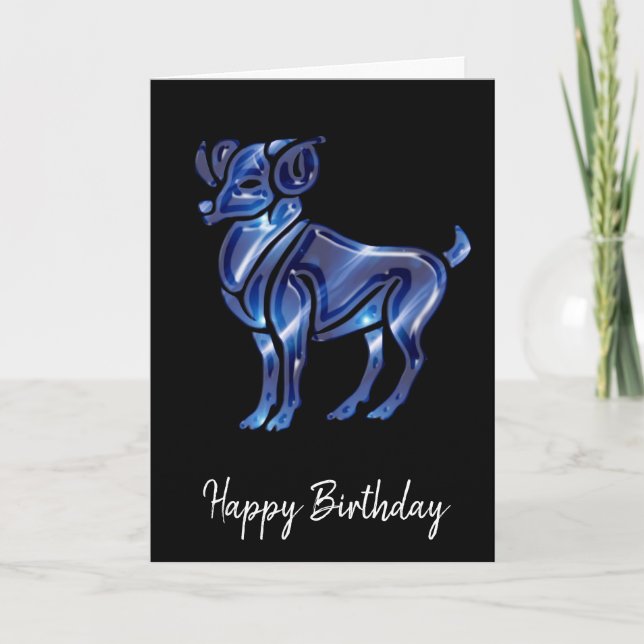 Símbolo Blue Aries Cartão de Aniversário (Frente)