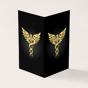 Símbolo Caduceu Poligonal Dourado