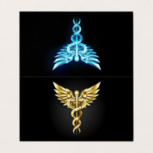 Símbolo Caduceu Poligonal Dourado