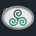 Símbolo Celta Verde Triskele<br><div class="desc">Símbolo verde Triskele. O símbolo Triskele ou Triskelion é constituído por três espirais interpressas ou três braços como se estivesse a sair do seu centro. Esse símbolo celta de movimento ou ação representa os três mundos: celeste,  físico e espiritual.</div>