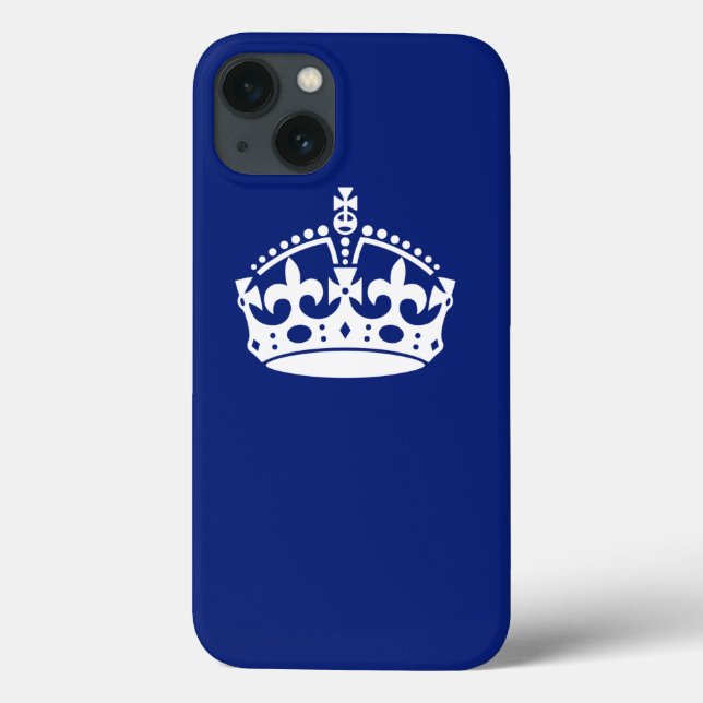 Símbolo Classic Keep Calm Crown em Marinho Azul (Verso)