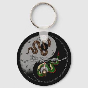 Símbolo cobra/Dragon Ying/Yang Chaveiro