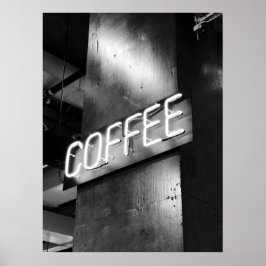 Símbolo de café branco e preto industrial - Poster