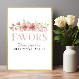 Símbolo de Favor Floral Rosa Poster