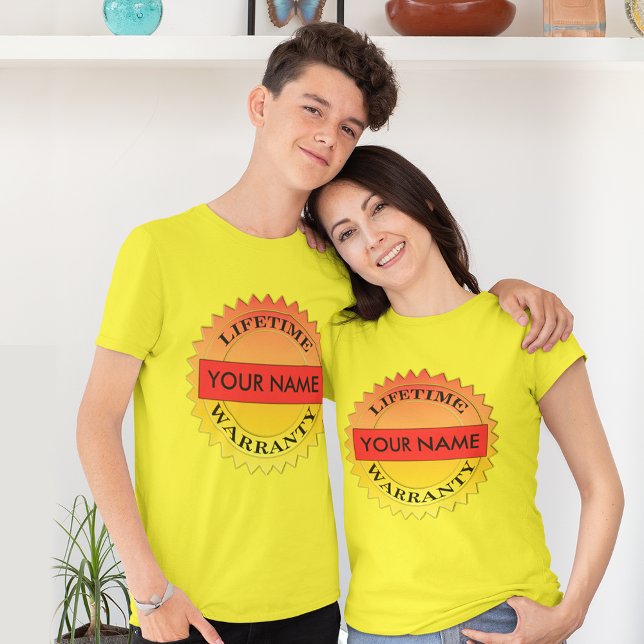 Símbolo de garantia vitalícia Seu nome de t-shirt  (Lifetime Warranty Symbol Your Name Unisex T-shirt)
