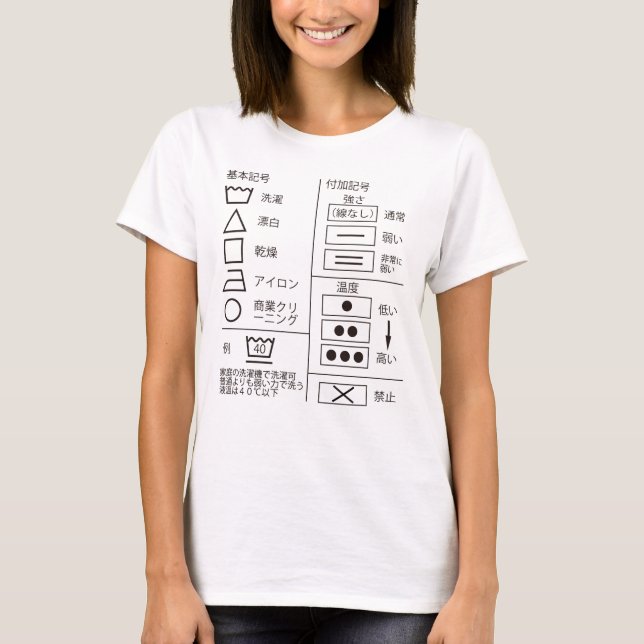 Símbolo de indicação de lavagem Camiseta (Frente)