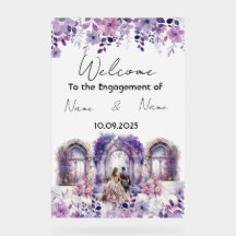 Símbolo de Noivado acrílico púrpura floral