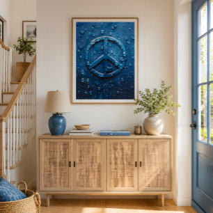Símbolo de Paz de Água Azul Poster
