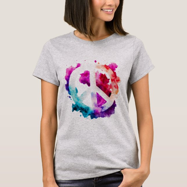 Símbolo de Paz de Aquarela T-Shirt (Frente)