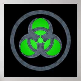 Símbolo de risco biológico de pedra verde Poster