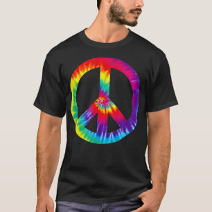 Símbolo de Sinal de Paz Tie Dye 60s 70s Camisa Hip