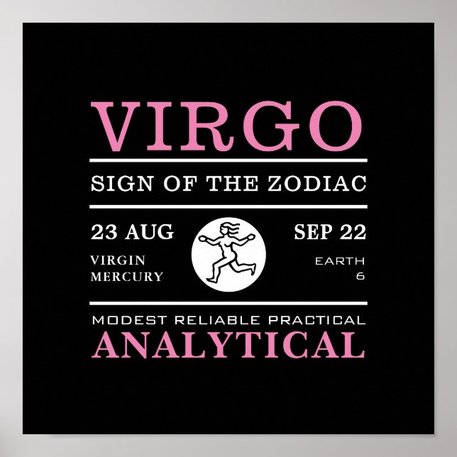 Símbolo de Virgem do Zodiac, Poster astrológico (Frente)