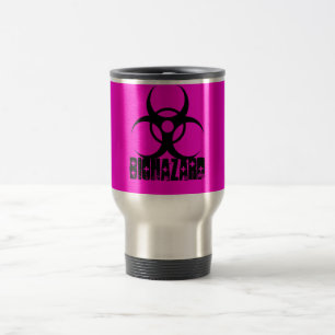 Símbolo do Biohazard na caneca de café do rosa