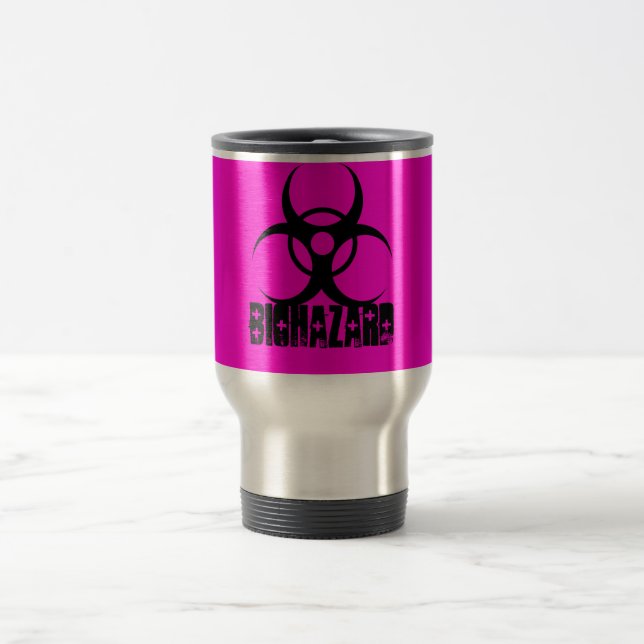 Símbolo do Biohazard na caneca de café do rosa (Centro)