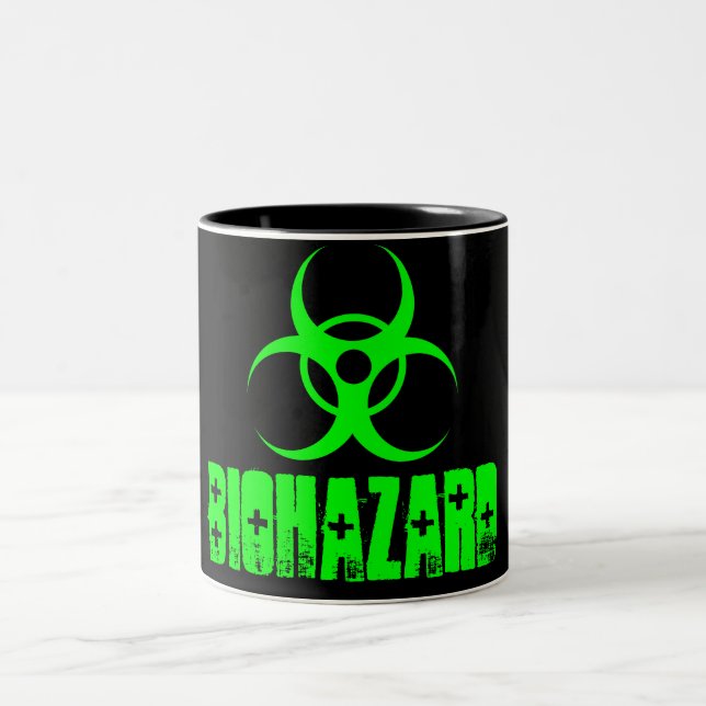 Símbolo do Biohazard na caneca de café verde (Centro)
