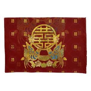 Símbolo dobro Dourado da felicidade com pássaros