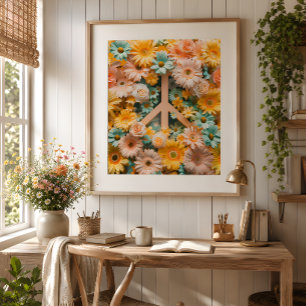 Símbolo Floral de Paz Poster - Flor Retroativo 60s