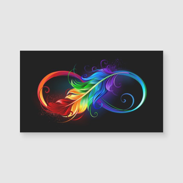 Símbolo Infinito com Pena Arco-Íris (Frente)